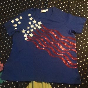 Quaker Factory Patriotic Sequin Top